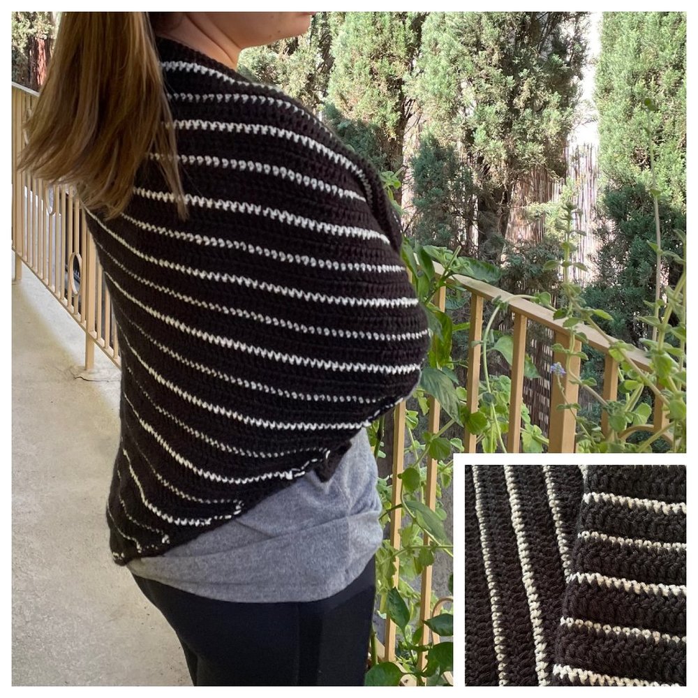 Crochet Triangle  stripped shawl